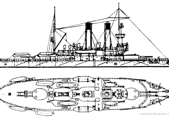 Корабль Admiral Ushakov 1905 [Coastal Defence Ship] - чертежи, габариты, рисунки